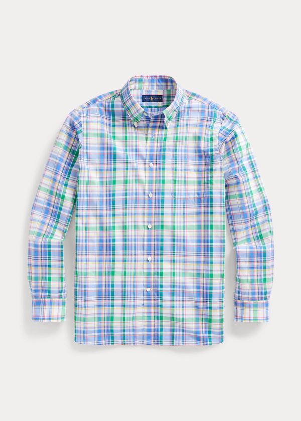 Men's Polo Ralph Lauren Classic Fit Plaid Poplin Shirts | 173568MKG